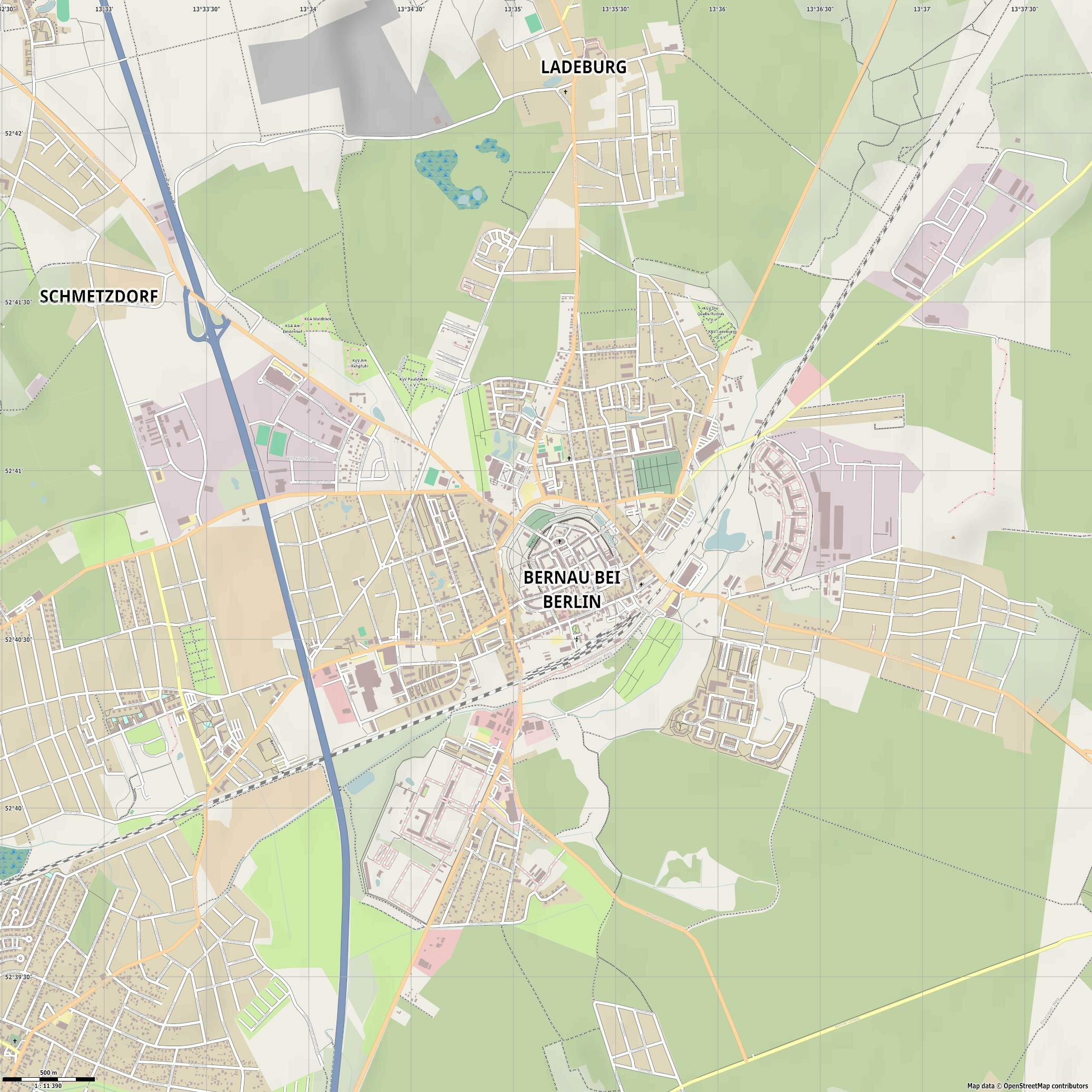Bernau bei Berlin jpg ultra high detail preview vector city map