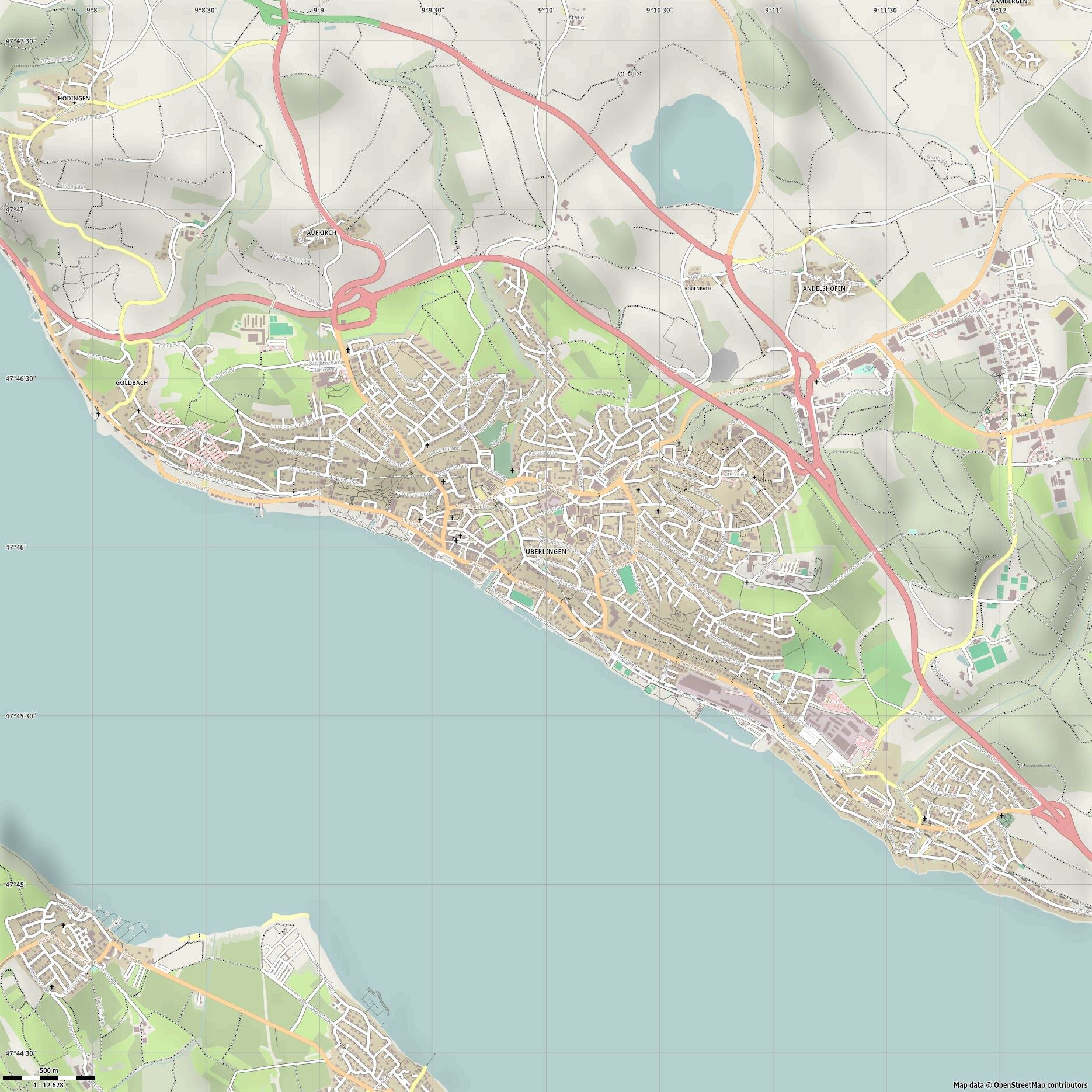 Überlingen jpg besonders hohe Auflösung Vorschau Vektorkarte, Vektor Stadplan