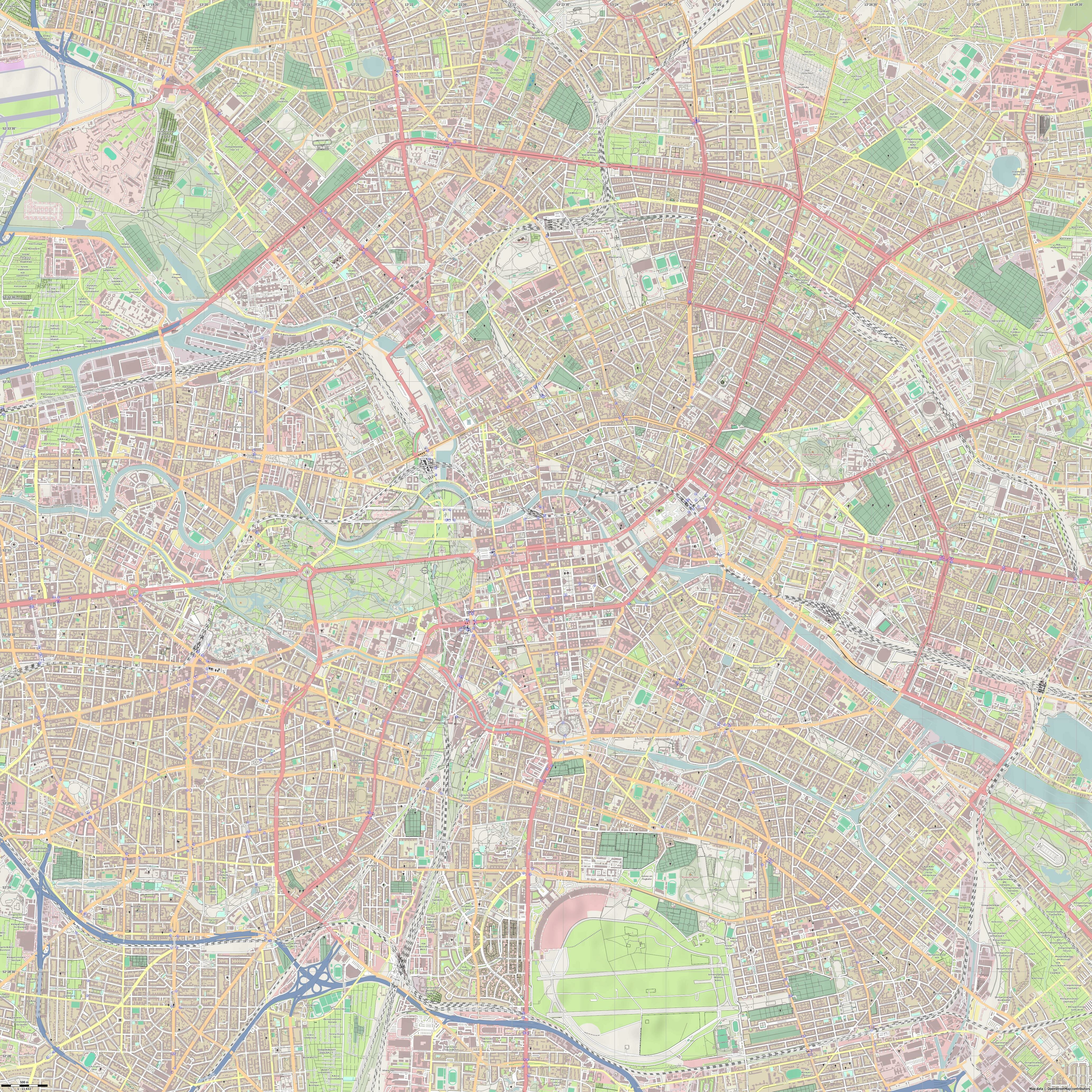 Berlin Berlín Berlino jpg besonders hohe Auflösung Vorschau Vektorkarte, Vektor Stadplan