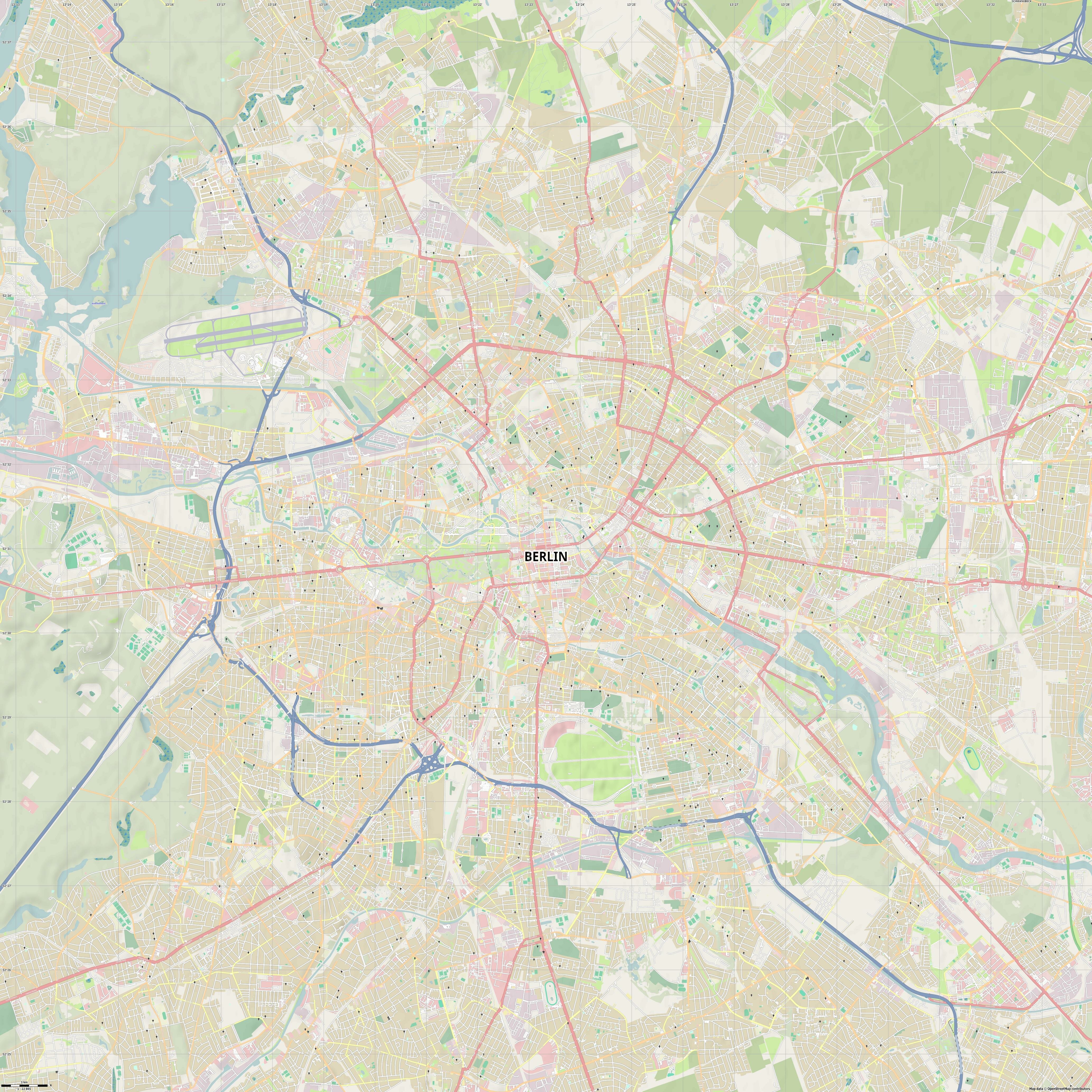 Berlin Berlín Berlino jpg hohe Auflösung, großer Bereich Vorschau Vektorkarte, Vektor Stadplan
