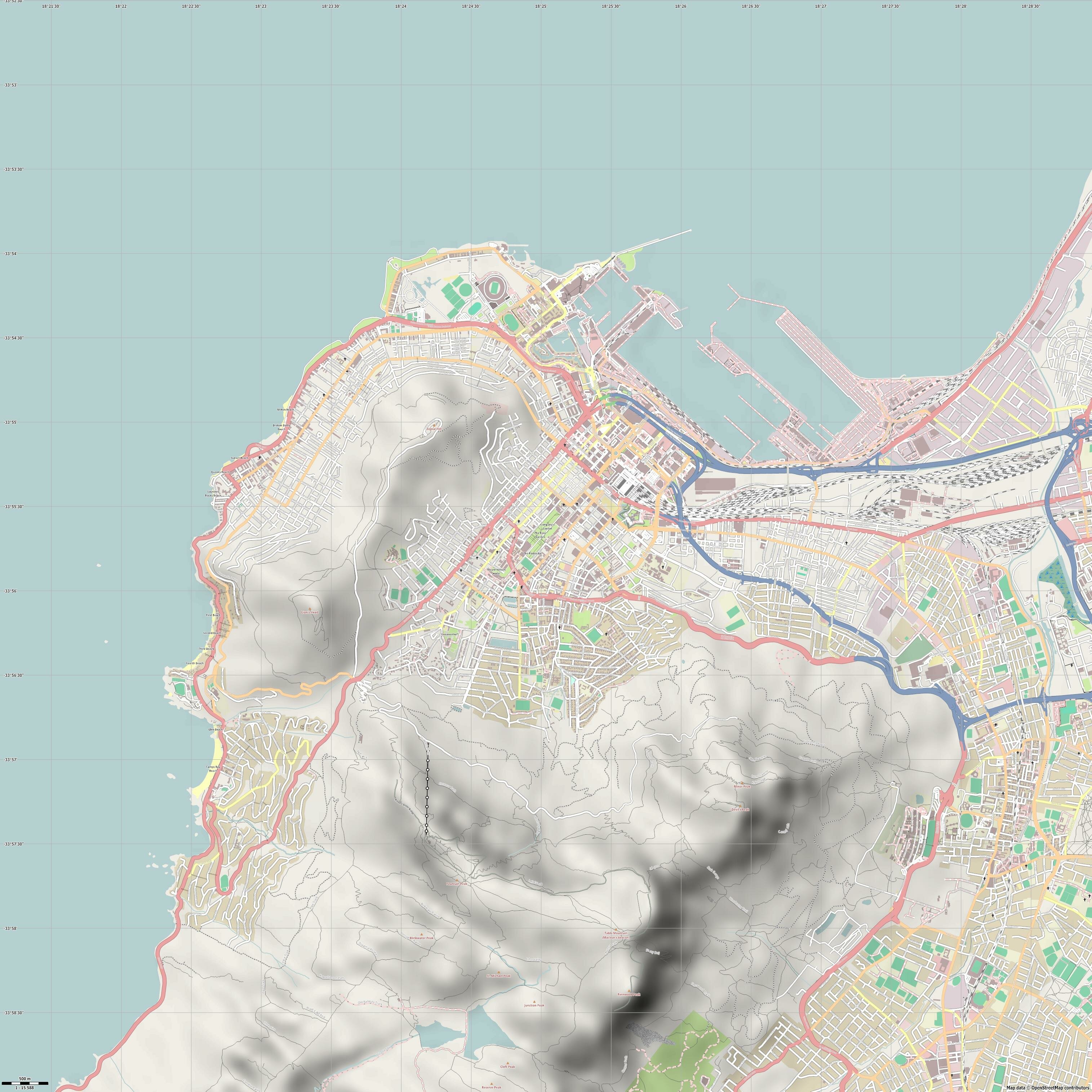 Cape Town Ciudad del Cabo Le Cap Città del Capo Kapstadt jpg ultra high detail preview vector city map